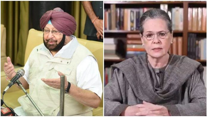 File photo to Punjab Chief Minister Amarinder Singh and Congress president Sonia Gandhi | Twitter: @capt_amarinder/@INCIndia