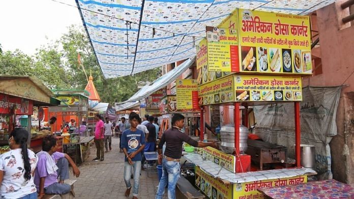 A dosa stall in Mathura's Vikas Market, which changed its name to 'American Dosa Corner' from 'Shrinath Dosa' after an incident of vandalism on 18 August 2021. | Photo: Suraj Singh Bisht/ThePrint