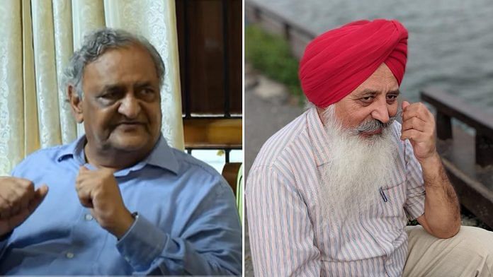 Punjab Congress chief Navjot Singh Sidhu's advisers Pyare Lal Garg (L) and Malvinder Singh Mali | Via YouTube/Facebook