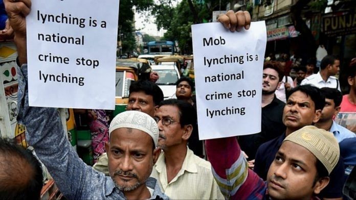 Representational image. | A file photo of a protest against lynching in Kolkata. | Photo: PTI