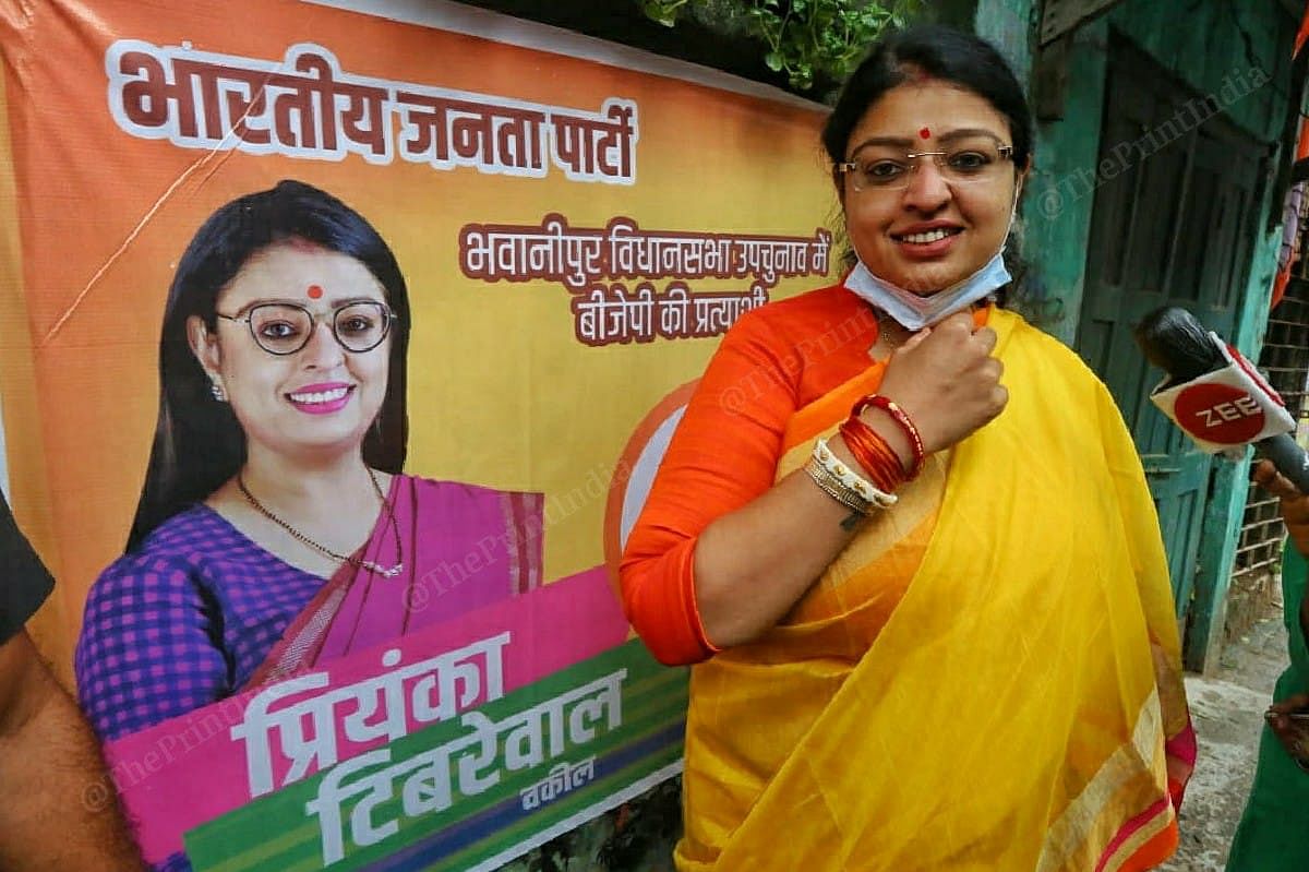 BJP’s Bhawanipur bypoll candidate Priyanka Tibrewal during an election campaign | Photo: Praveen Jain | ThePrint