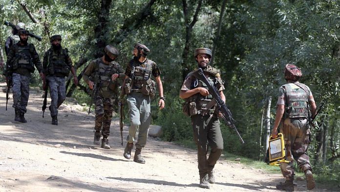 Representational Image| File photo of Army personnel on a search operation in Jammu and Kashmir's Bandipora district | ANI photo