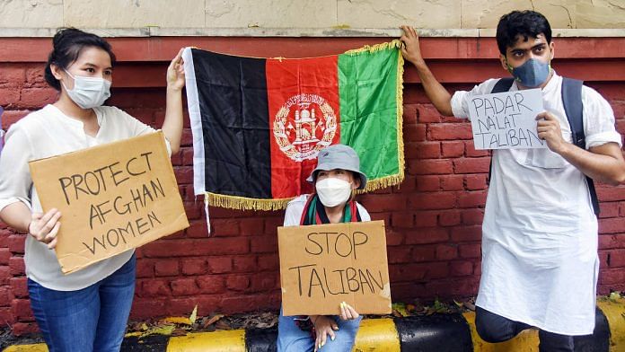 A protest against the Taliban's takeover of Afghanistan in New Delhi | Representational image: ANI