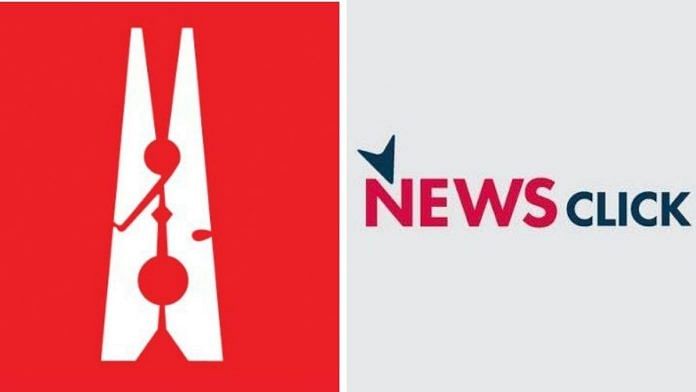 Logo of Newslaundry (left) and Newsclick (right) | Twitter @newslaundry/ @newsclickin