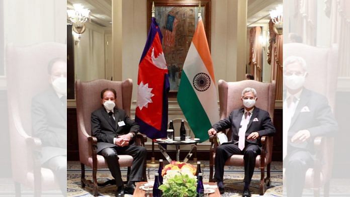 Jaishankar with new Nepali counterpart, Dr. Narayan Khadka in New York on 26 September 2021 | Twitter /@DrSJaishankar