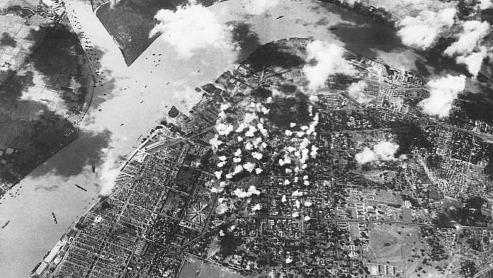 Representational image | A Japanese photo of their bombing of Rangoon, Burma on Dec 23, 1941 during WWII | Flickr