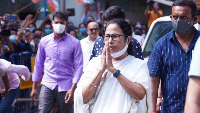 Chief Minister Mamata Banerjee at Bhabanipur on the day she filed her nomination papers (10 September) | Photo: Twitter/@AITCofficial