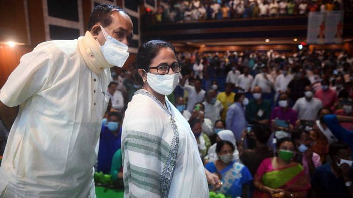 West Bengal CM Mamata Banerjee during an election campaign for Bhabanipur bypolls, in Kolkata on 8 September 2021 | ANI