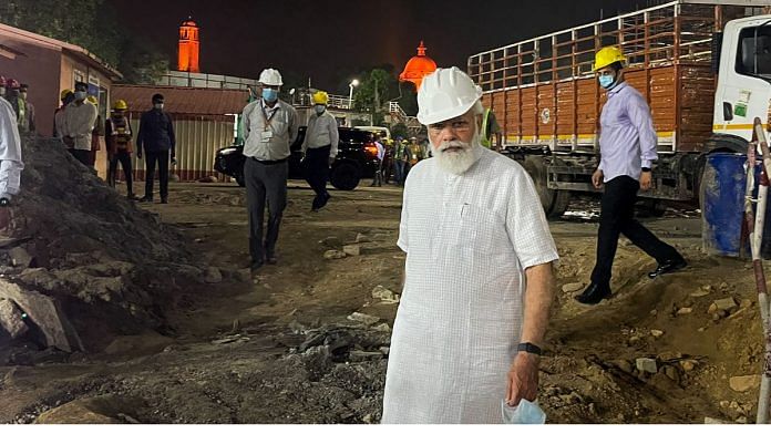 Prime Minister Narendra Modi inspects construction work of new Parliament building in New Delhi on 26 September 2021| PTI