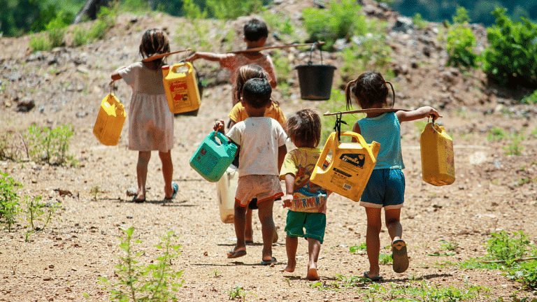 Almost half the world’s children are at a threat from climate and environmental shocks