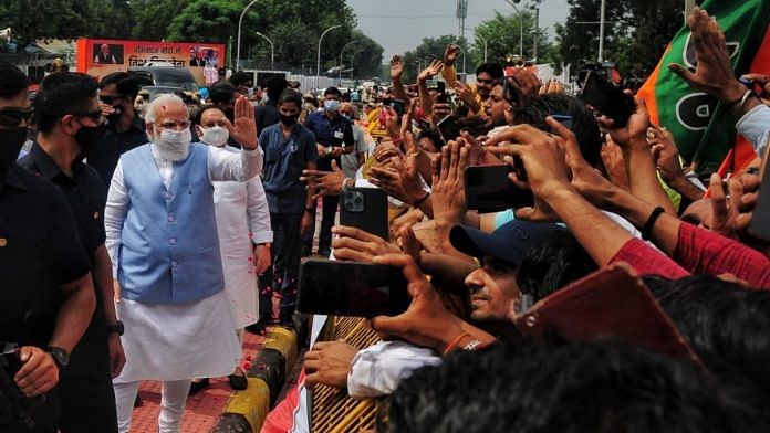 Prime Minister Narendra Modi after his return from the US in Delhi on 26 September 2021 | Photo: Suraj Singh Bisht | ThePrint