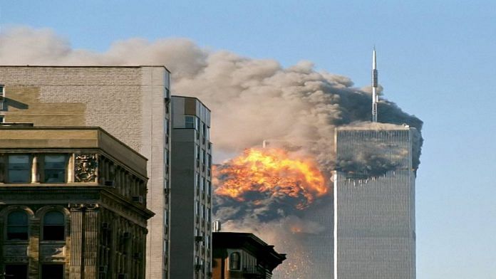 The World Trade Center towers in New York after two airplanes hijacked by al Qaeda crashed into them on 11 September 2001 | Wikimedia Commons