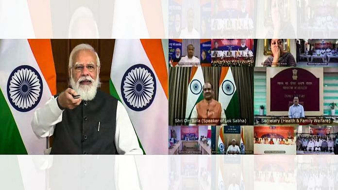 Prime Minister Narendra Modi speaks during inauguration of CIPET-Jaipur and foundation stone laying of four new medical colleges in Rajasthan, via video conferencing in New Delhi on 30 September 2021 |PTI