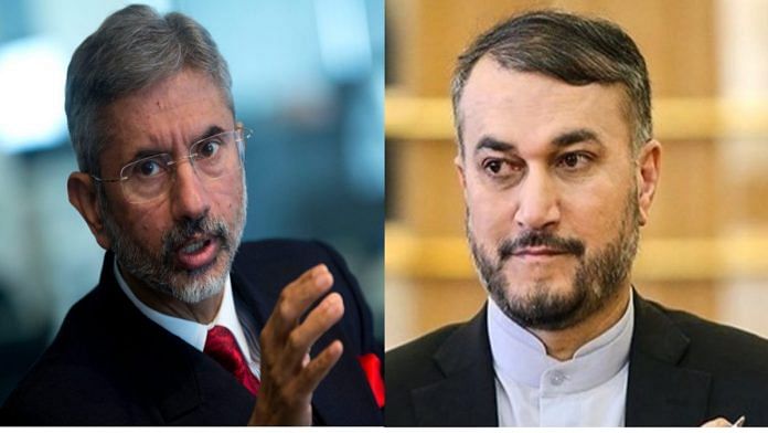 File photo of External Affairs Minister S Jaishankar and Iranian counterpart Hossein Amirabdollahian | Bloomberg/Twitter /@Amirabdolahian