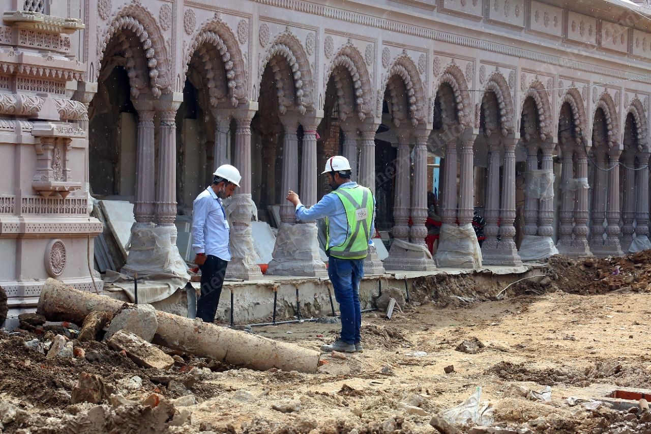 Inspecting the work at Kashi Vishwanath Dham Project | Photo: Praveen Jain | ThePrint