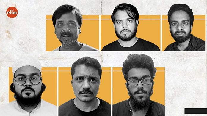 The six accused — from top left — Moolchand, Zeeshan Qamar, Md. Amir Javed, Mohd. Abu Bakar, Jan Mohammed Ali Sheikh and Osama. | By special arrangement
