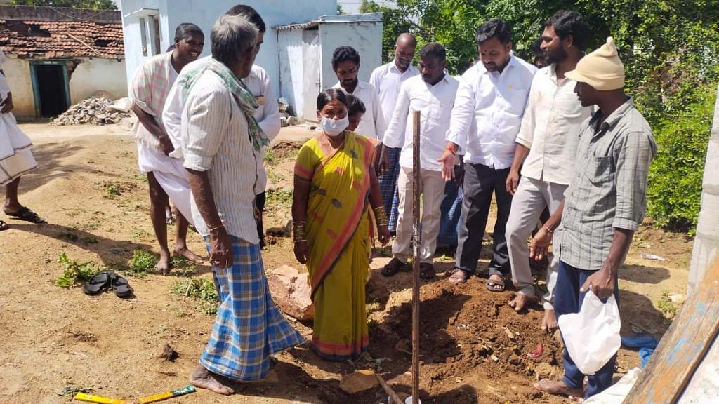 Sarpanch Kesili conducted a bhoomi pujan last Thursday at the spot where the panchayat is set to build a house for Sujatha | By special arrangement