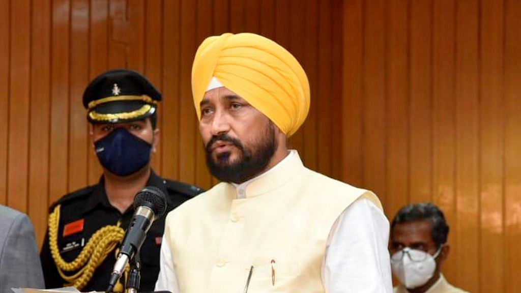 Congress leader Charanjit Singh Channi takes oath as Chief Minister of Punjab during the swearing-in ceremony, at Raj Bhawan in Chandigarh, on 20 September 2021 | PTI Photo