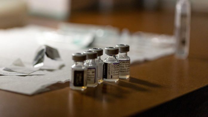 Vials of Pfizer's Covid-19 vaccine at a vaccination site in Cape Town, South Africa, on 7 September 2021 |