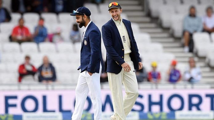 England captain Joe Root with India captain Virat Kohli at the toss ahead of day one of the Fourth Test Match between England and India at The Kia Oval in UK, on 2 September 2021 | ANI photo