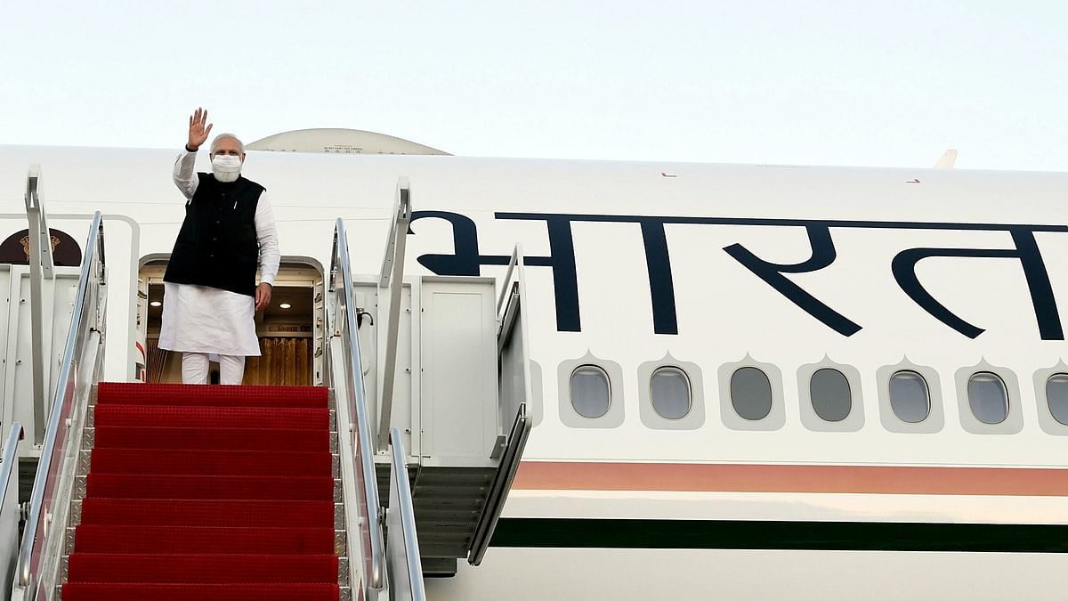 Prime Minister Narendra Modi while departing for New York for addressing at the 76th session of UNGA, in Washington DC Friday. | Photo: ANI