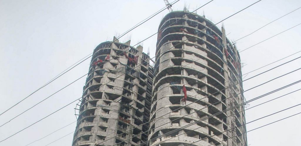 A view of 40-storey twin towers built by Supertech in Noida | PTI Photo