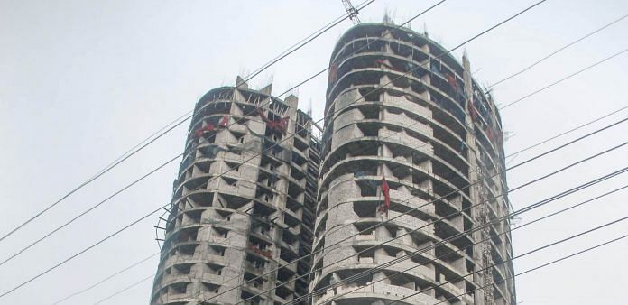 A view of 40-storey twin towers built by Supertech in Noida | PTI Photo