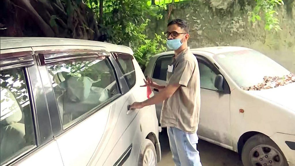 Umar Khalid, pictured leaving the Delhi Police Crime Branch office, 11 days before his arrest on 13 September 2020 | File photo: ANI