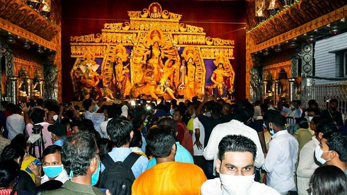 Representational image of a Durga Puja pandal in Kolkata | Photo: ANI