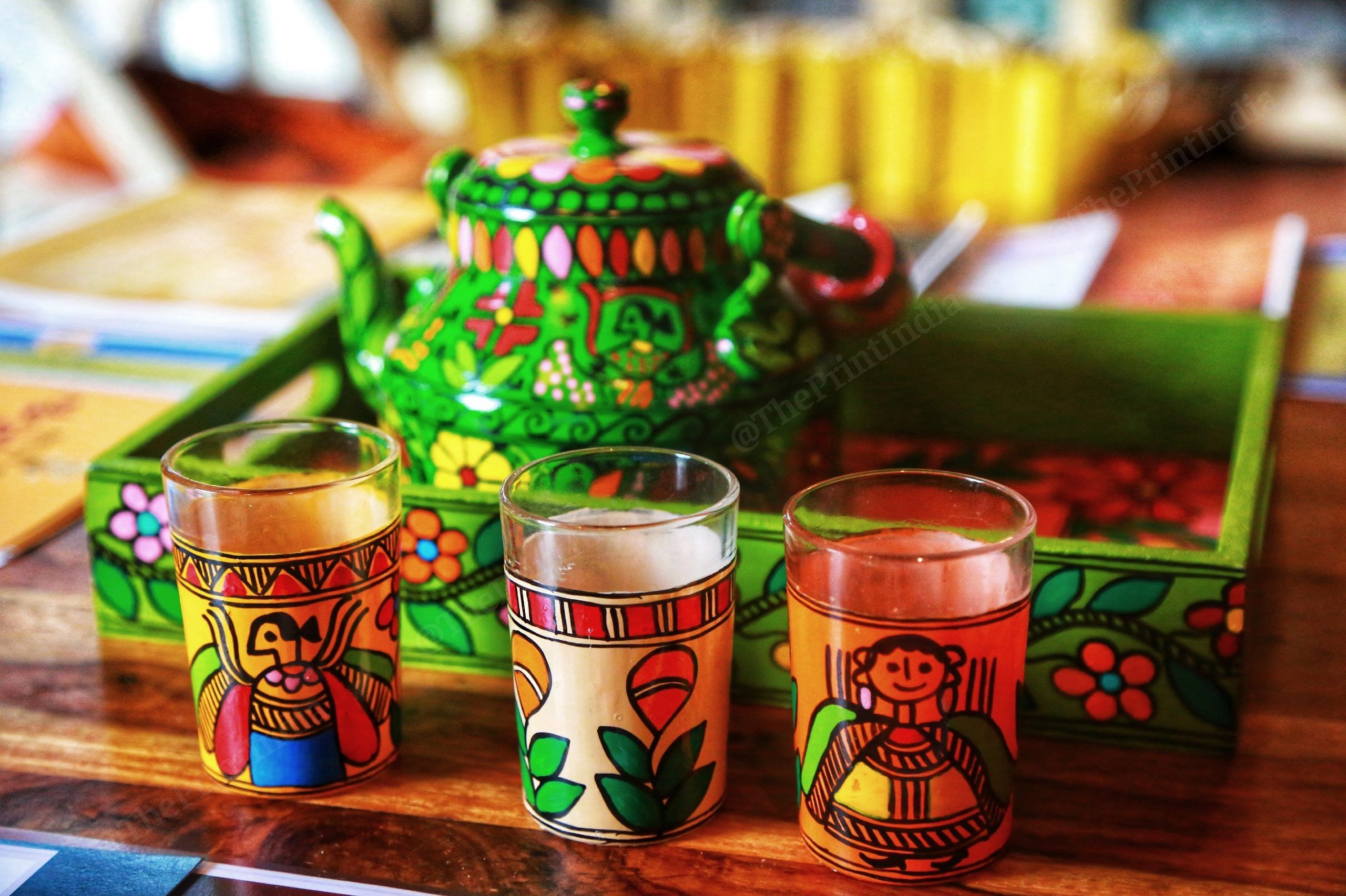 There are painted teapot set at the store | Photo: Manisha Mondal | ThePrint