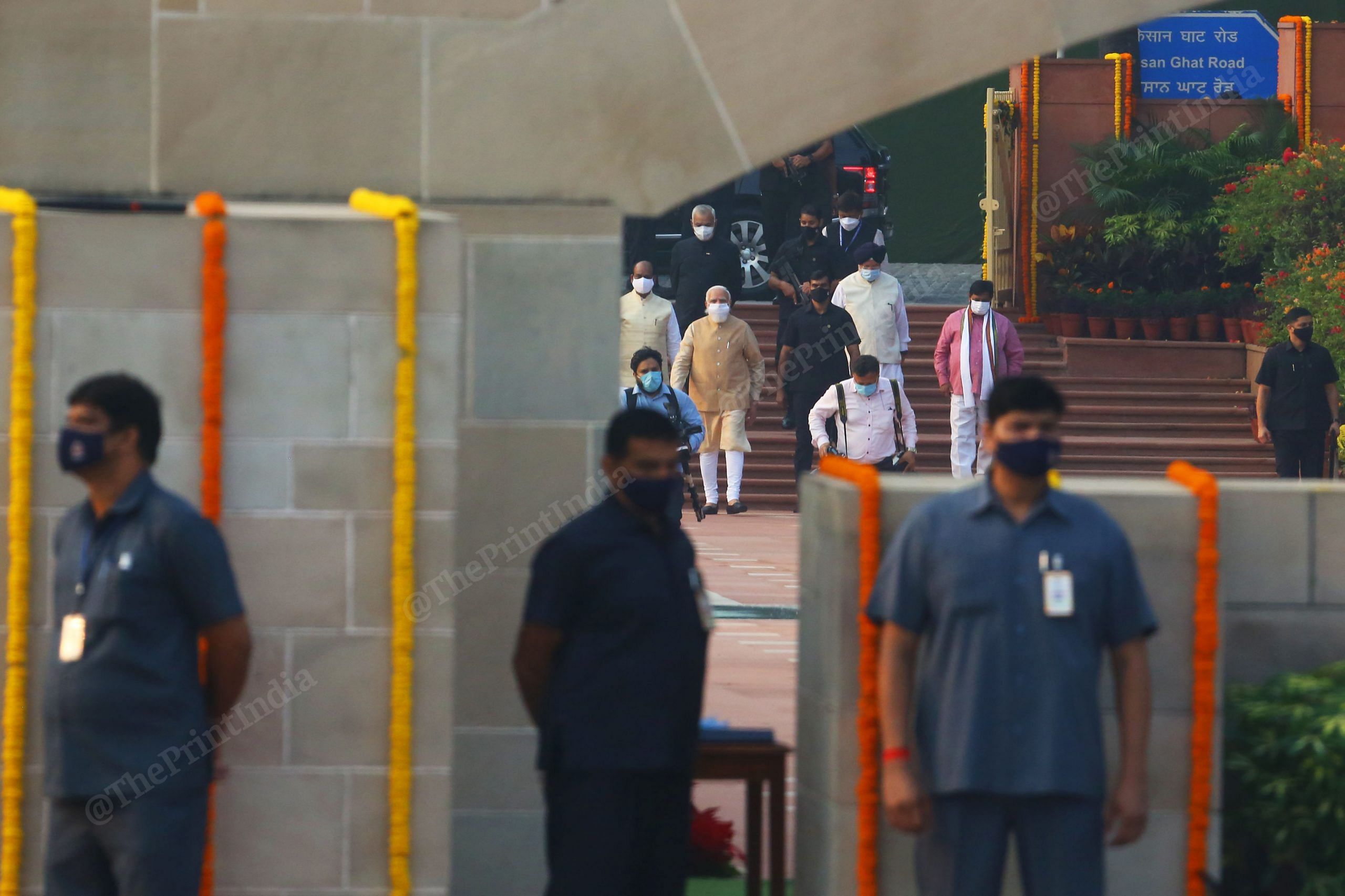 Prime Minister Narendra Modi arrives at the Gandhi Smriti at Raj Ghat in New Delhi | Photo: Praveen Jain | ThePrint