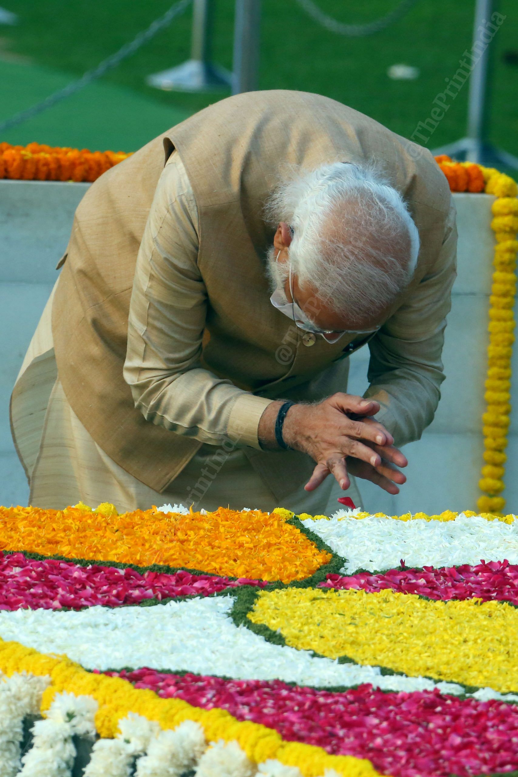 Prime Minister Narendra Modi pays homage to Mahatma Gandhi at Raj Ghat in New Delhi | Photo: Praveen Jain | ThePrint