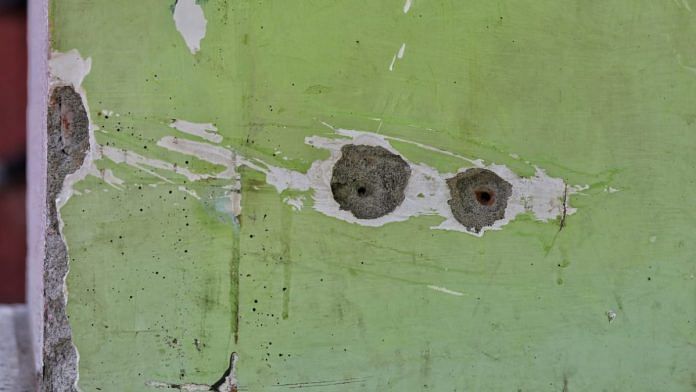 (Representational image) Bullet holes in the walls of the school in Srinagar where a principal and the teacher were killed earlier this month | Photo: Suraj Singh Bisht/ThePrint
