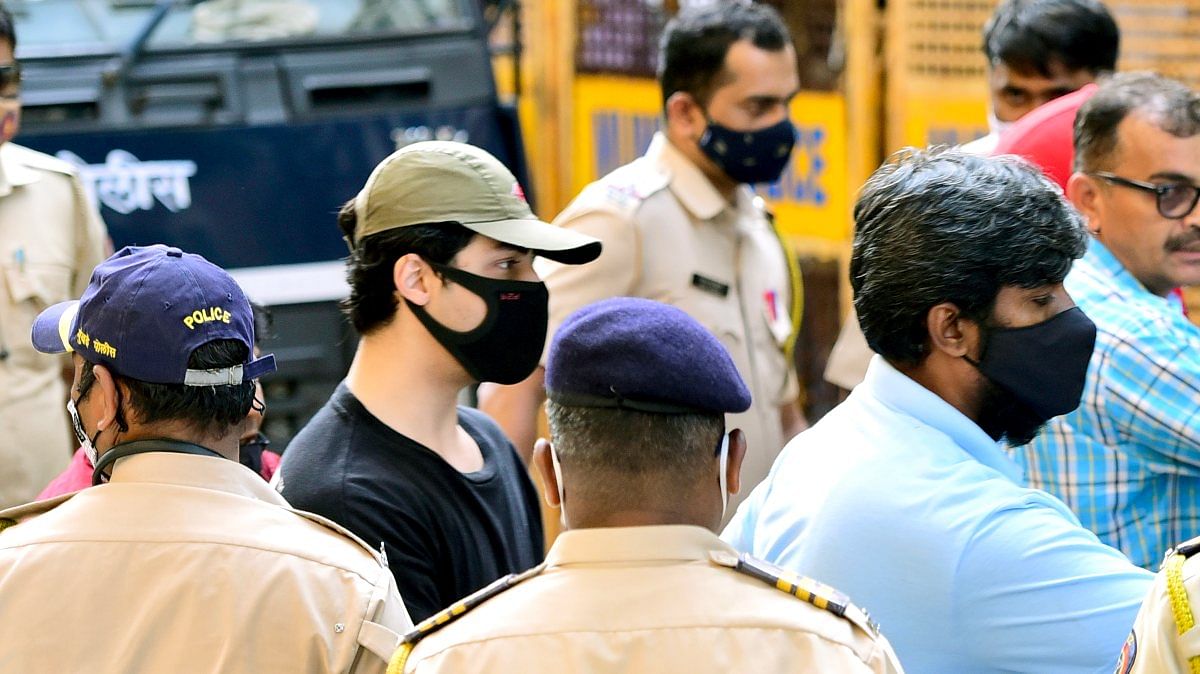 Aryan Khan, who was detained in connection with the raid at a party at a cruise off the Mumbai coast, at the NCB office in Mumbai, on 3 October 2021 | ANI photo