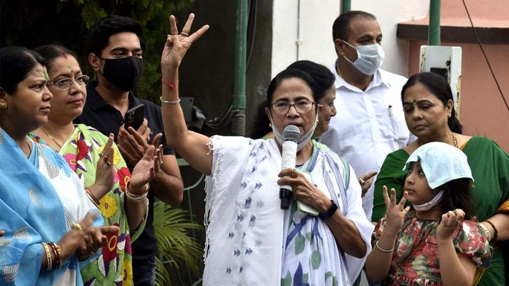 File photo of West Bengal Chief Minister Mamata Banerjee at her residence in Kolkata | Photo: Alok Nath Dey | ThePrint