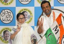 Tennis star Leander Paes with West Bengal CM Mamata Banerjee after he joined the party in Panaji Friday | Facebook/@AITCofficial