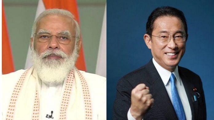 File photo of PM Modi and Japan's new Prime Minister Fumio Kishida | Twitter/@ANI