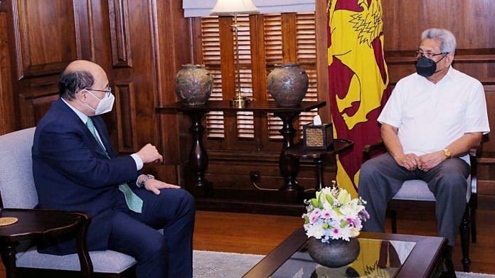 Foreign Secretary Harsh Vardhan Shringla with Sri Lankan President Gotabaya Rajapaksa in Colombo, on 5 October 2021 | ANI photo