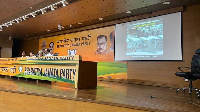 The BJP held a press conference at the party headquarters in New Delhi Tuesday | Neelam Pandey | ThePrint