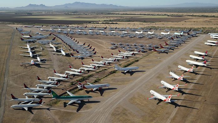 Decommissioned and suspended commercial aircraft at an airpark in Arizona in May 2020 | Photo: Christian Petersen | Getty Images via Bloomberg