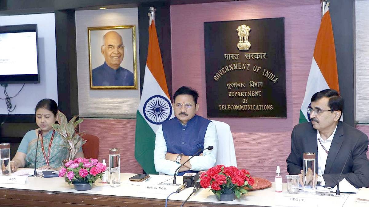 Minister of State for Communications Devusinh Chauhan at the launch of the Production Linked Incentive Scheme for Telecom and Networking Products. | PIB Photo