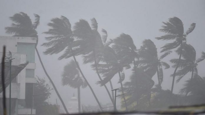 Strong winds due to a cyclone