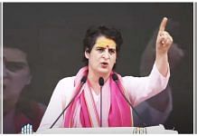 Congress leader Priyanka Gandhi at the Kisan Nyay Rally held on 10 October in Varanasi | Twitter