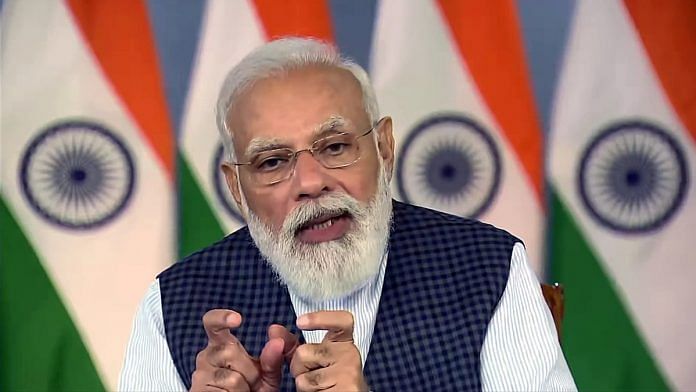 Prime Minister Narendra Modi addresses during the launch of the Indian Space Association (ISPA), via video conferencing, in New Delhi Monday. | Photo: ANI