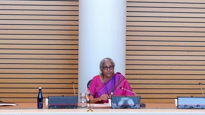 Finance Minister Nirmala Sitharaman during a meeting with World Bank Group chief David Malpass in Washington D.C on 15 October 2021 | Twitter/@FinMinIndia