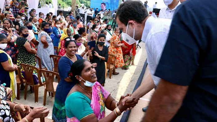 Rahul Gandhi with members of the fishing community in Goa Saturday. | ANI
