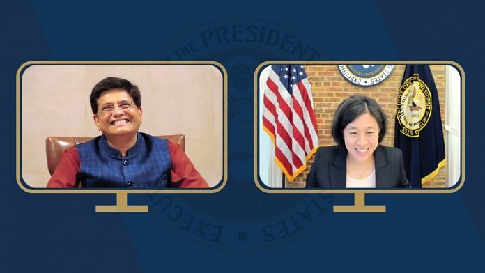 Union Commerce & Industry Minister Piyush Goyal and US Trade Representative Katherine Tai held a virtual interaction Wednesday | Twitter | @AmbassadorTai