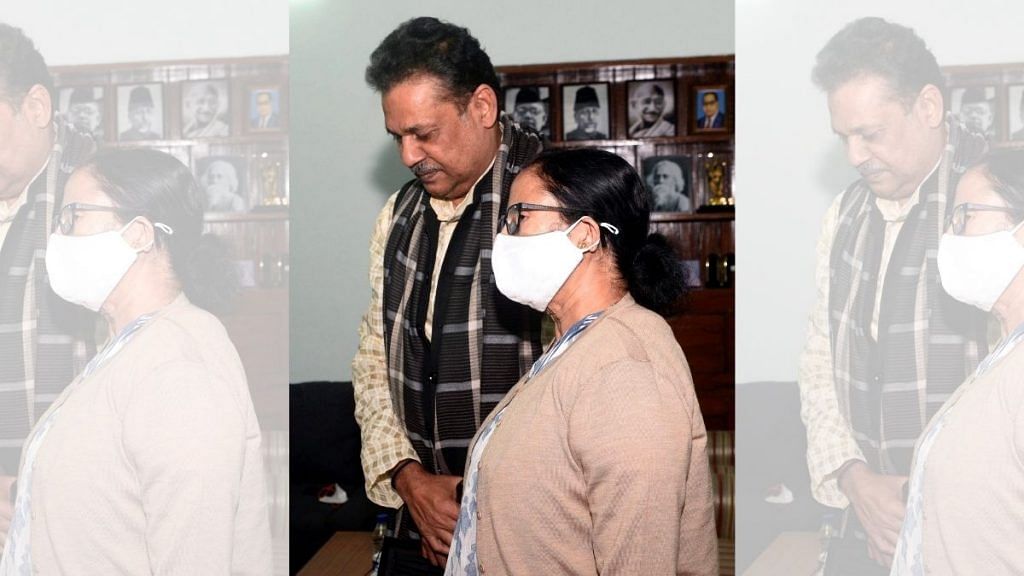 West Bengal Chief Minister Mamata Banerjee, with former Congress leader Kirti Azad, after the latter joined the Trinamool Congress in New Delhi Tuesday. | ANI