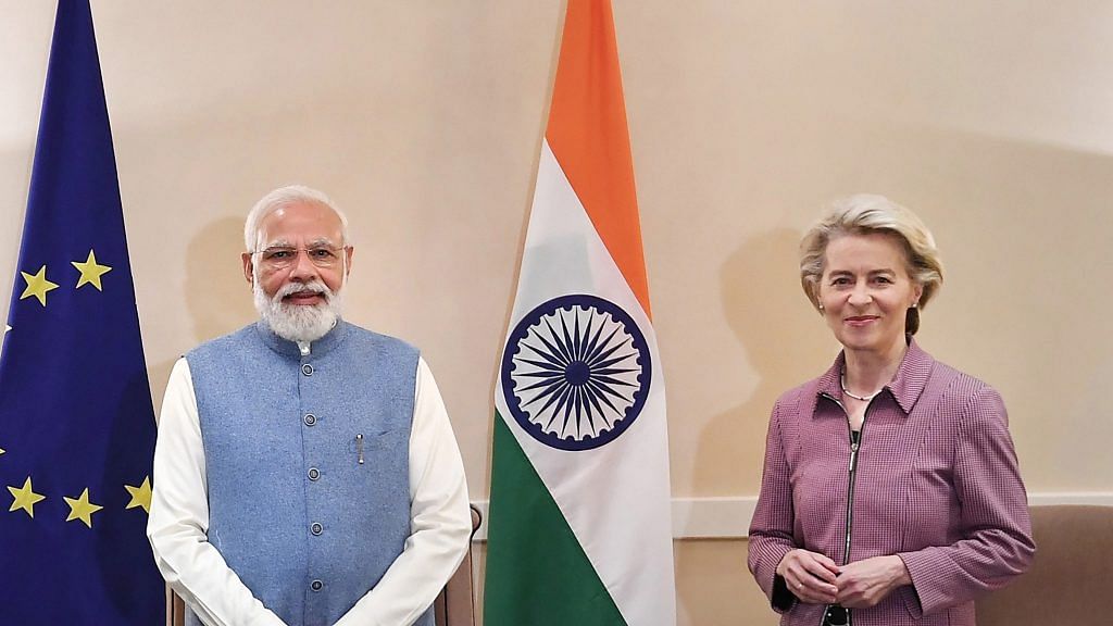 Prime Minister Narendra Modi with President of European Commission Ursula von der Leyen, in Rome, on 29 October 2021