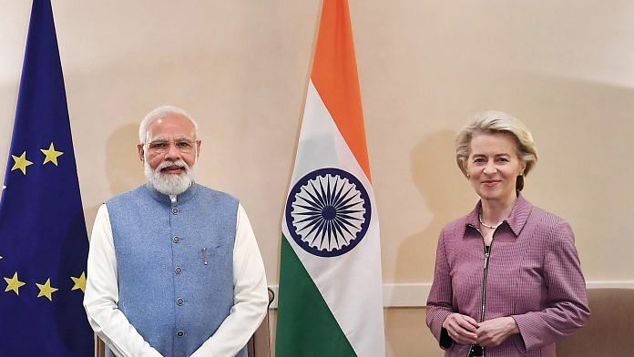 Prime Minister Narendra Modi with President of European Commission Ursula von der Leyen, in Rome, on 29 October 2021